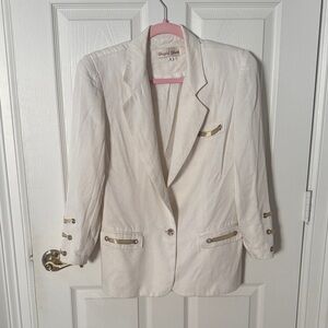 Women's Cream Blazer with Gold Accents David York size small